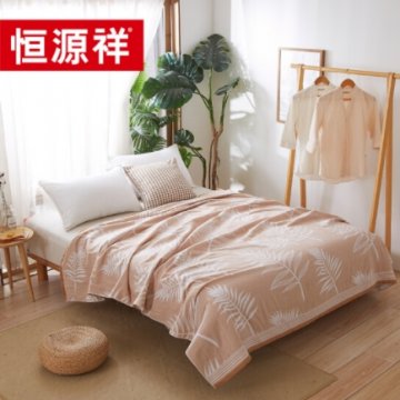 恒源祥家纺全棉毛巾被单双人盖毯 棕榈叶毛巾被