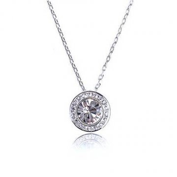 SWAROVSKI链坠 镀白金色透明仿水晶纽扣 链坠10819